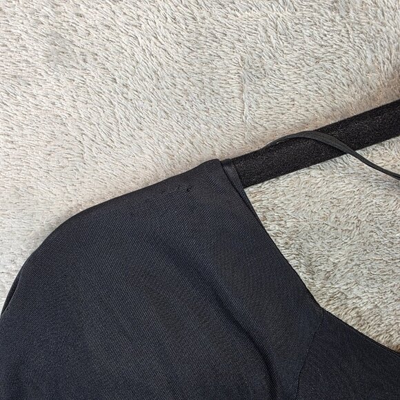 VTG Prada Dress Womens 44 Black Viscose Italian Designer Ruched Midi Made Italy - Picture 15 of 16